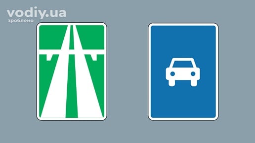 Дорожні знаки: 5.1 «Автомагістраль», 5.3 «Дорога для автомобілів». Навчальна їзда на швидкісних трасах.