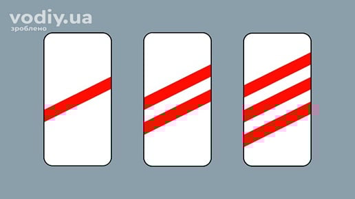 Дорожні знаки: 1.31.3 «Наближення до залізничного переїзду», 1.31.2 «Наближення до залізничного переїзду», 1.31.1 «Наближення до залізничного переїзду»