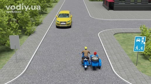 Рух автомобіля та мотоцикла в житловій зоні, дорожній знак 5.34 «Житлова зона», обмеження швидкості руху транспортних засобів у дворах