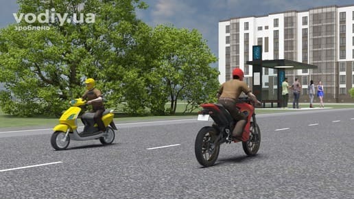 Керування транспортними засобами категорії А1 та А, водій мопеда та мотоцикла на дорозі в місті